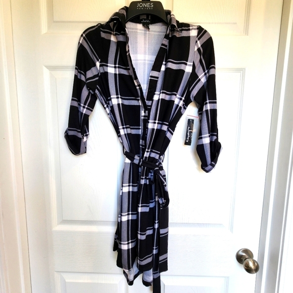 Justify Buffalo Flaid Flannel 3/4 Sleeve Button Down Shirt Dress Women's Small - Picture 3 of 12